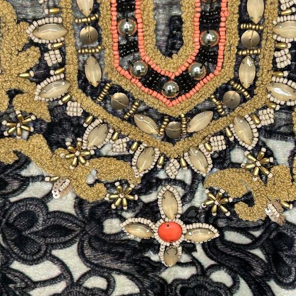 Soft Surroundings Venetian velour beaded paisley tunic blouse size L - Picture 3 of 9